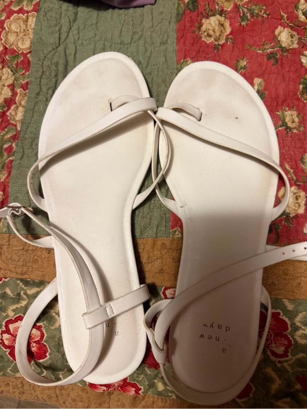a new day White Minimalist Strappy Ankle‑Tie Sandals